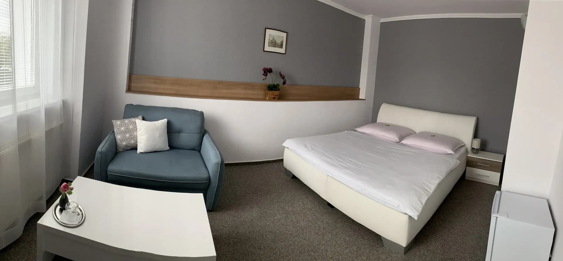 Výhled z hotelu na hrad Přimda a Český les
